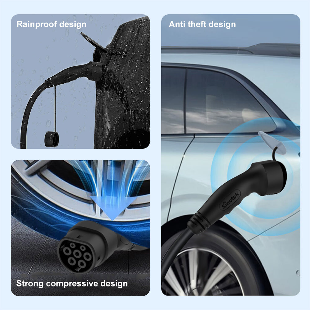 British square foot 13A electric vehicle charger 10 meters (Type 2)