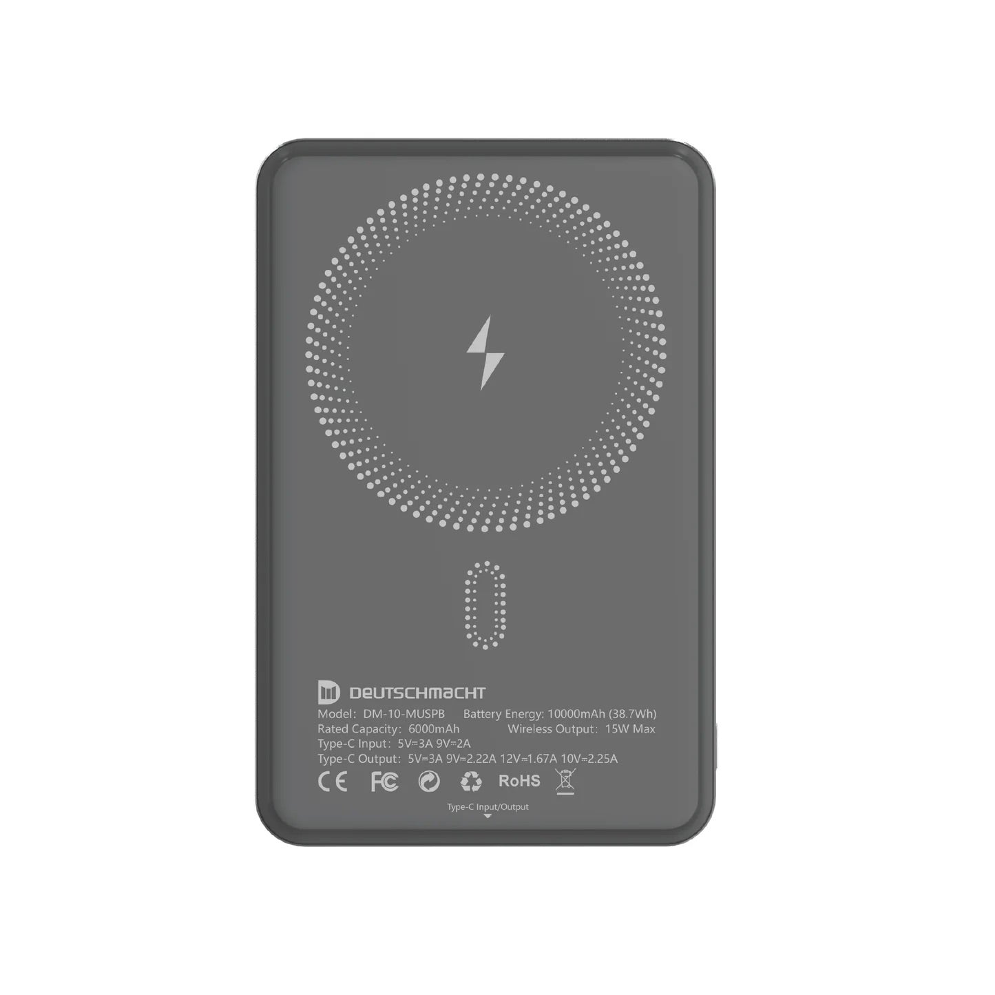 DM DM-PB-100-DC-LC 10000mAh built-in dual-wire mobile charger (USB type-C and lightning)