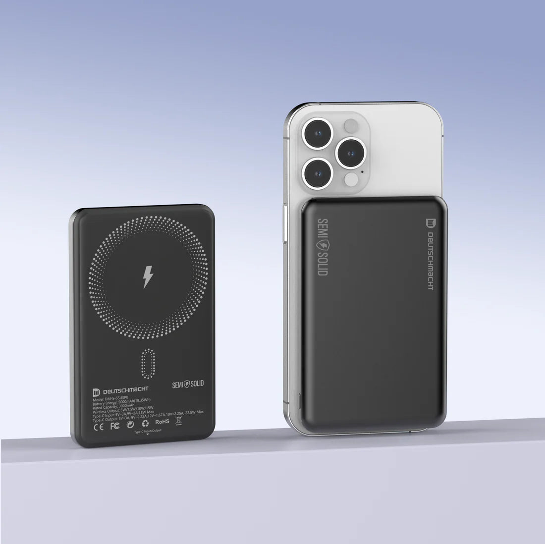 DM DM-PB-100-DC-LC 10000mAh built-in dual-wire mobile charger (USB type-C and lightning)