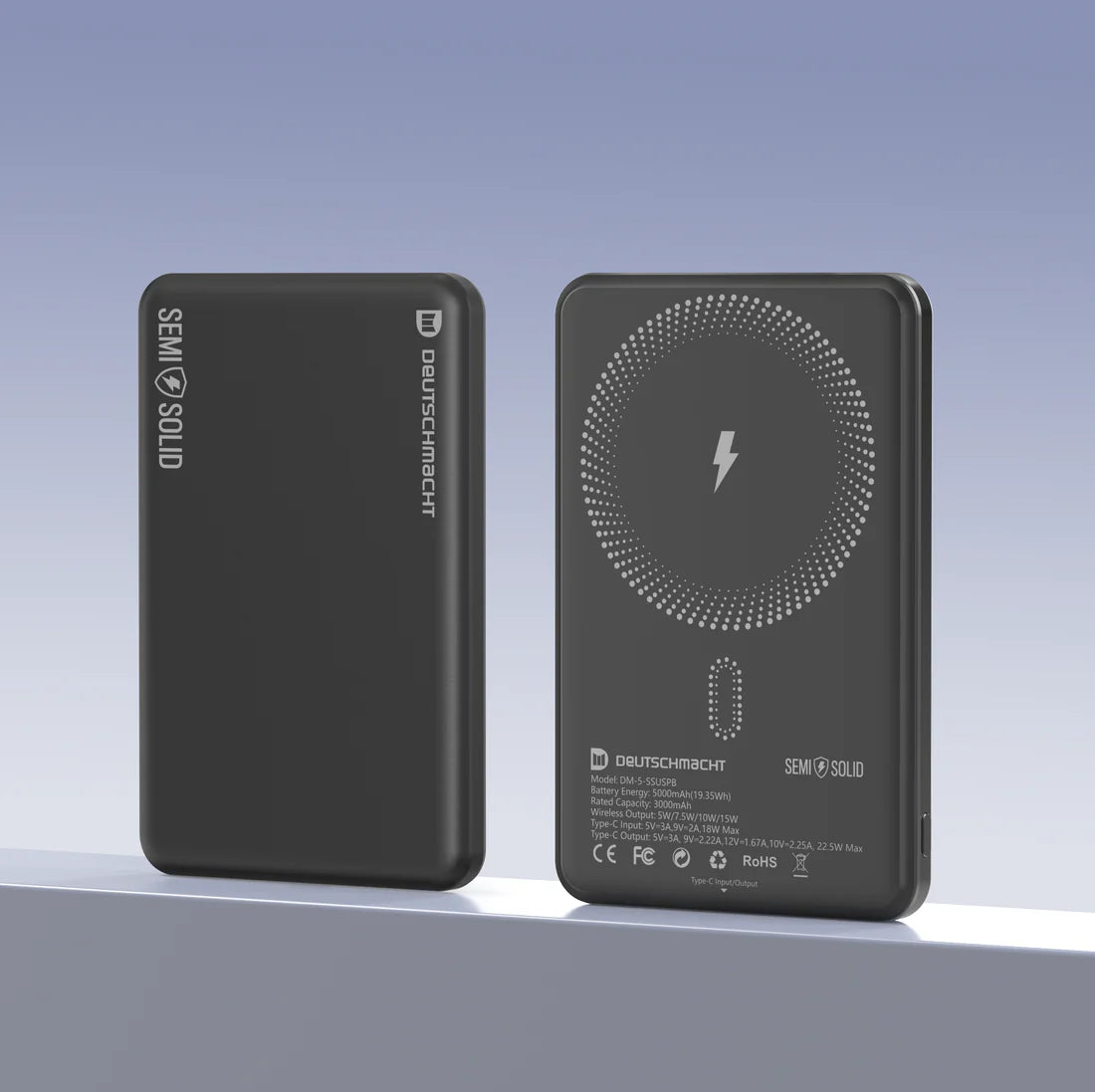 DM DM-PB-100-DC-LC 10000mAh built-in dual-wire mobile charger (USB type-C and lightning)