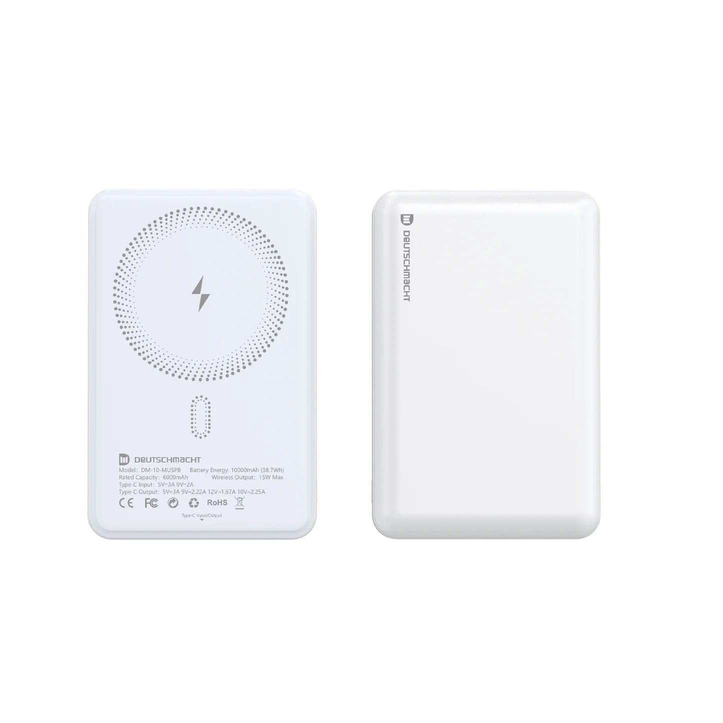 DM DM-PB-100-DC-LC 10000mAh built-in dual-wire mobile charger (USB type-C and lightning)
